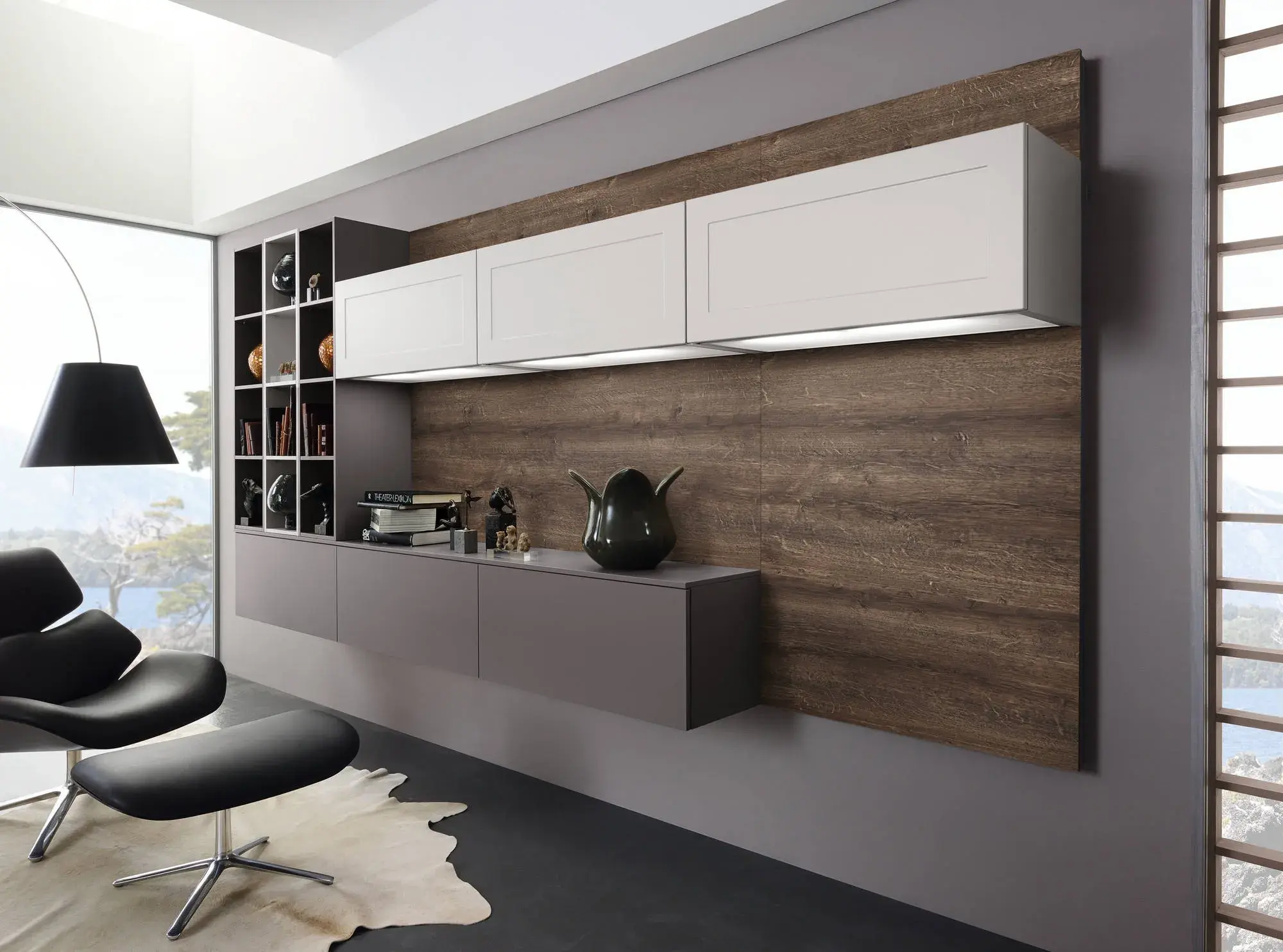 Wohnwand mit Regal und Sideboard