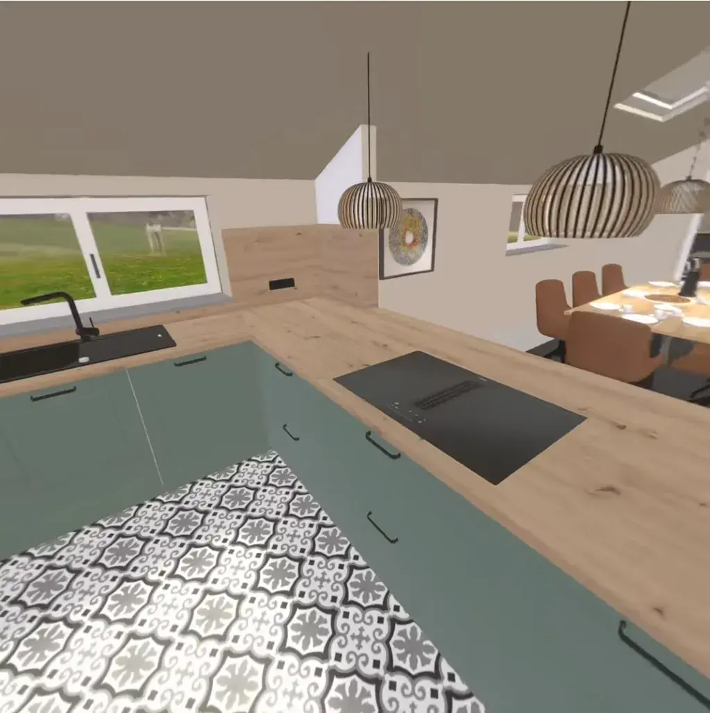 Screenshot von einem Trickpark Video von Küchen Diekmann, VR Video einer Küchenplanung